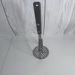 Vintage EKCO Forge Potato Masher with Black Handle, Stainless Steel, Made in USA